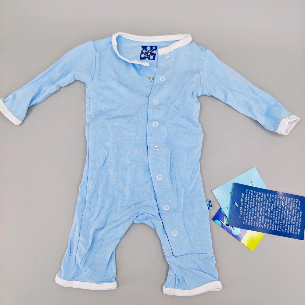 Kickee Pants Preemie I Love Grandpa Holiday Applique Coverall Pond Blue NWT